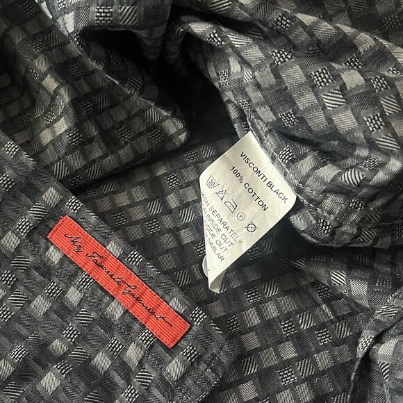 Visconti Black Mens Gray Pattern Long Sleeve Button Up Shirt Size 2XLT - Picture 4 of 6